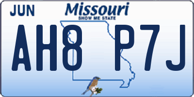 MO license plate AH8P7J