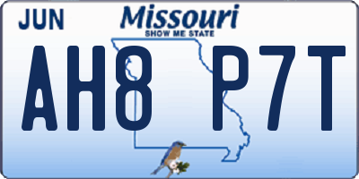 MO license plate AH8P7T