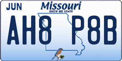 MO license plate AH8P8B