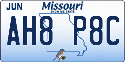 MO license plate AH8P8C
