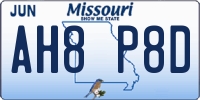 MO license plate AH8P8D