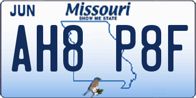 MO license plate AH8P8F