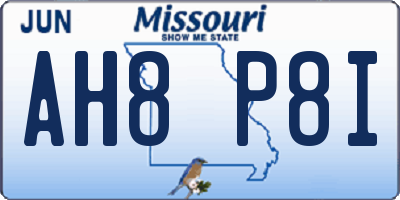 MO license plate AH8P8I