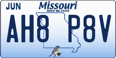 MO license plate AH8P8V