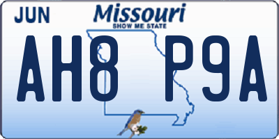 MO license plate AH8P9A