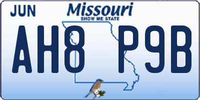 MO license plate AH8P9B