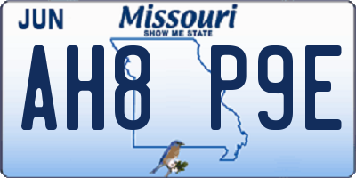 MO license plate AH8P9E