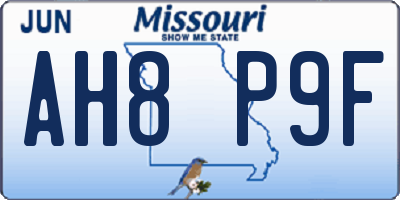 MO license plate AH8P9F