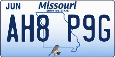 MO license plate AH8P9G