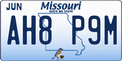 MO license plate AH8P9M