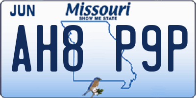 MO license plate AH8P9P