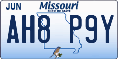 MO license plate AH8P9Y