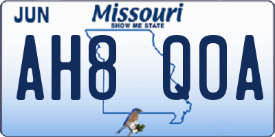 MO license plate AH8Q0A