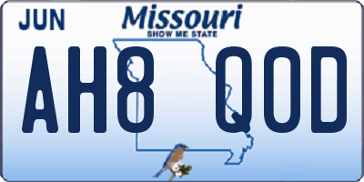 MO license plate AH8Q0D