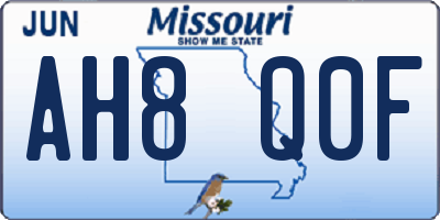 MO license plate AH8Q0F