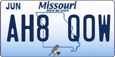 MO license plate AH8Q0W
