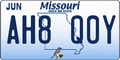 MO license plate AH8Q0Y