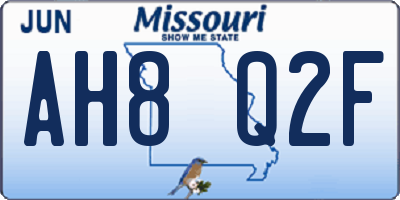 MO license plate AH8Q2F