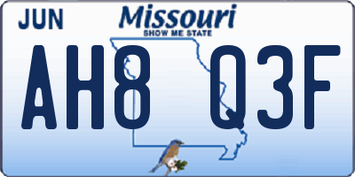 MO license plate AH8Q3F