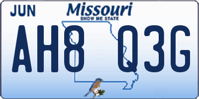 MO license plate AH8Q3G