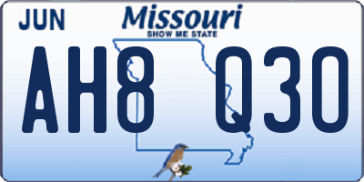 MO license plate AH8Q3O