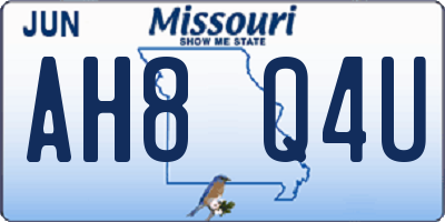 MO license plate AH8Q4U