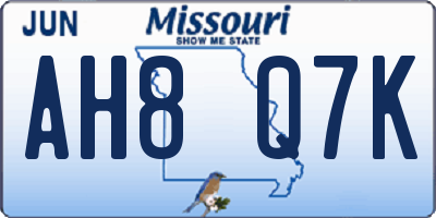 MO license plate AH8Q7K
