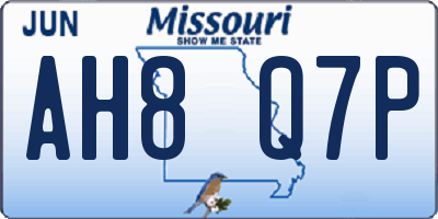 MO license plate AH8Q7P