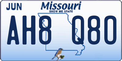 MO license plate AH8Q8O