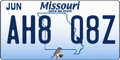MO license plate AH8Q8Z