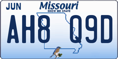 MO license plate AH8Q9D