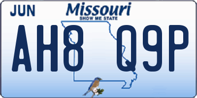 MO license plate AH8Q9P