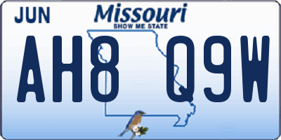 MO license plate AH8Q9W