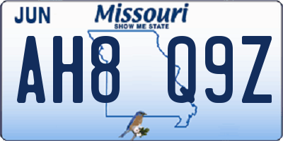 MO license plate AH8Q9Z