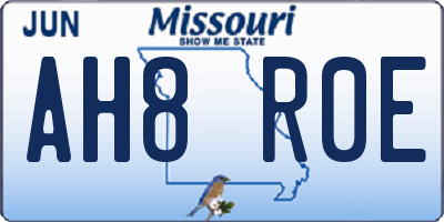 MO license plate AH8R0E