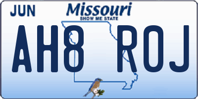 MO license plate AH8R0J