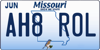 MO license plate AH8R0L