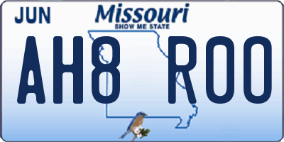 MO license plate AH8R0O