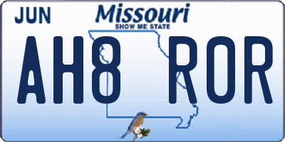 MO license plate AH8R0R