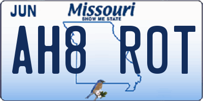 MO license plate AH8R0T
