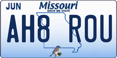 MO license plate AH8R0U