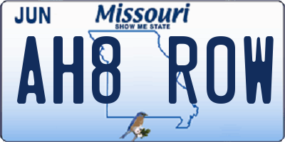 MO license plate AH8R0W