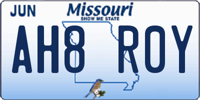 MO license plate AH8R0Y