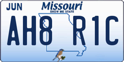 MO license plate AH8R1C