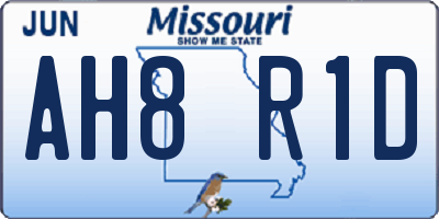 MO license plate AH8R1D