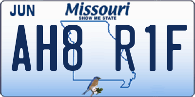 MO license plate AH8R1F