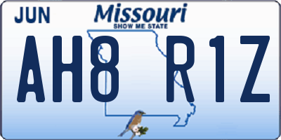 MO license plate AH8R1Z