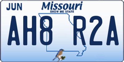 MO license plate AH8R2A
