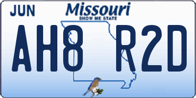 MO license plate AH8R2D
