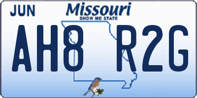 MO license plate AH8R2G